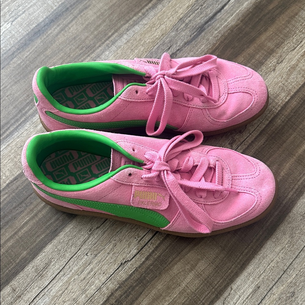 Puma Palermo Pink and Green Sneakers
